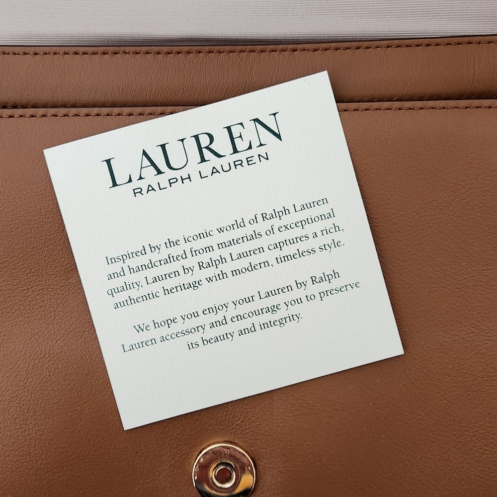 Lauren Ralph Lauren White and Brown Shoulder /Clutch Bag - Picture 9 of 13
